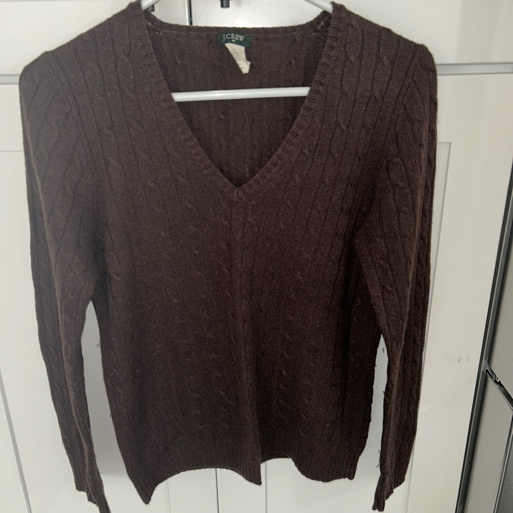Brown J Crew v-neck sweater